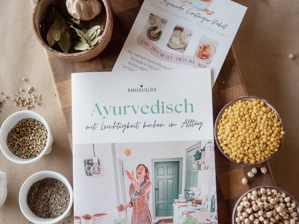 Lerne Ayurveda mit Onlinekochkurs-Coaching-Kochbuch Lerne Ayurveda mit meinem Ayurveda Einsteiger-Set